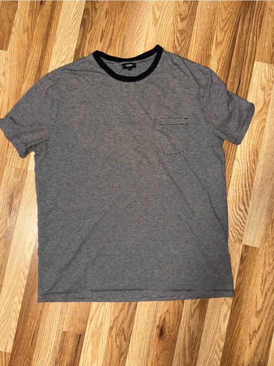 Express Other - Express Men's Black & White Microstripe Crewneck Pocket Tee
